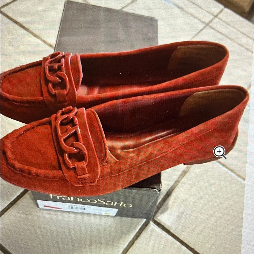 Women’s Franco Sarto L-Farah Red Suede Loafer Size 7.5